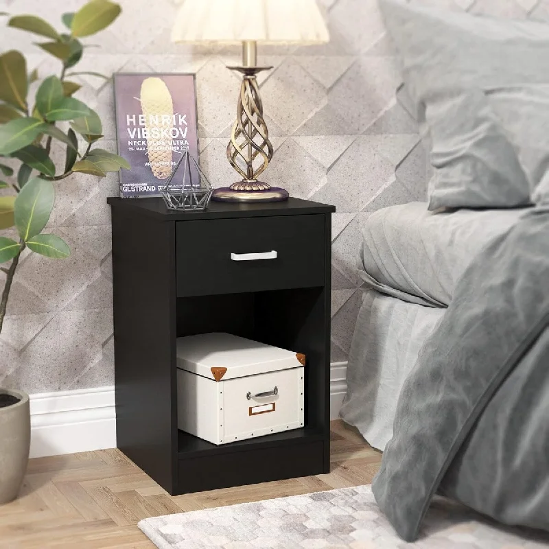 2-Tier Nightstand End Table Side Table for Bedroom Home Office Bedside 16"D x 16"W x 24"H