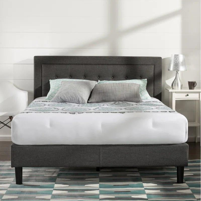 Allenwood Button Tufted Upholstered Bed Frame with Headboard