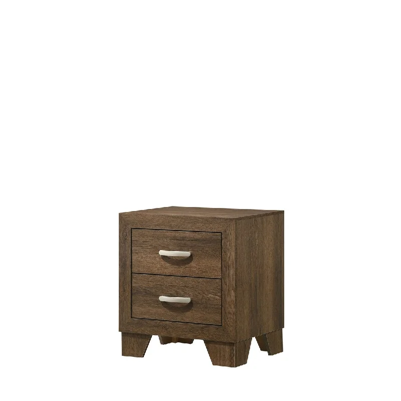 Dark Yellow Wooden Bedside Table with Two Drawers in Rural Style, Suitable for Bedrooms and Living Room