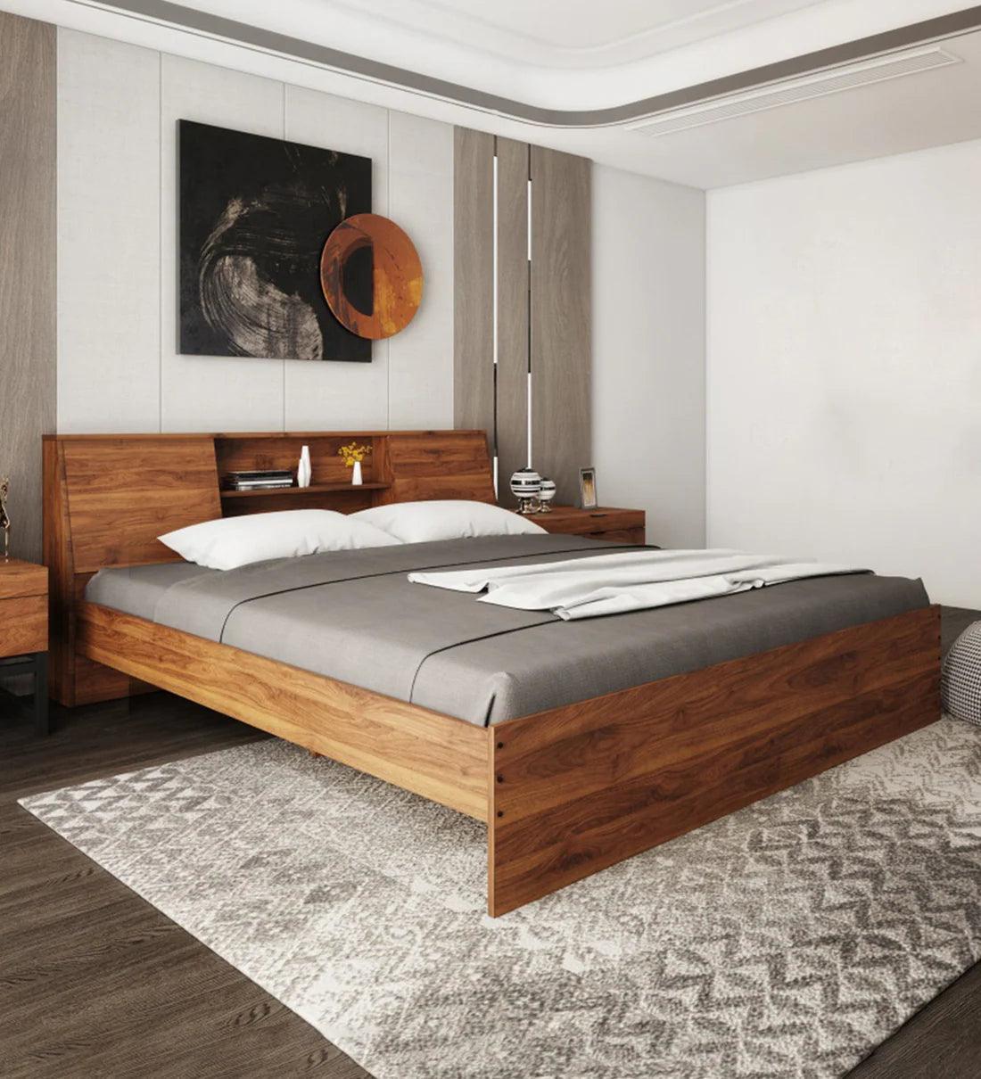 Denz King Size Bed In Columbian Walnut Colour