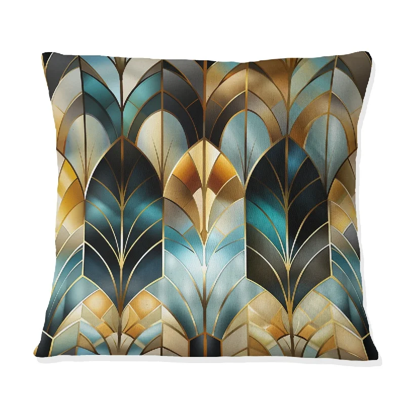 Designart "1970s Gold And Grey Geometry Pattern" Geometric Printed Throw Pillow