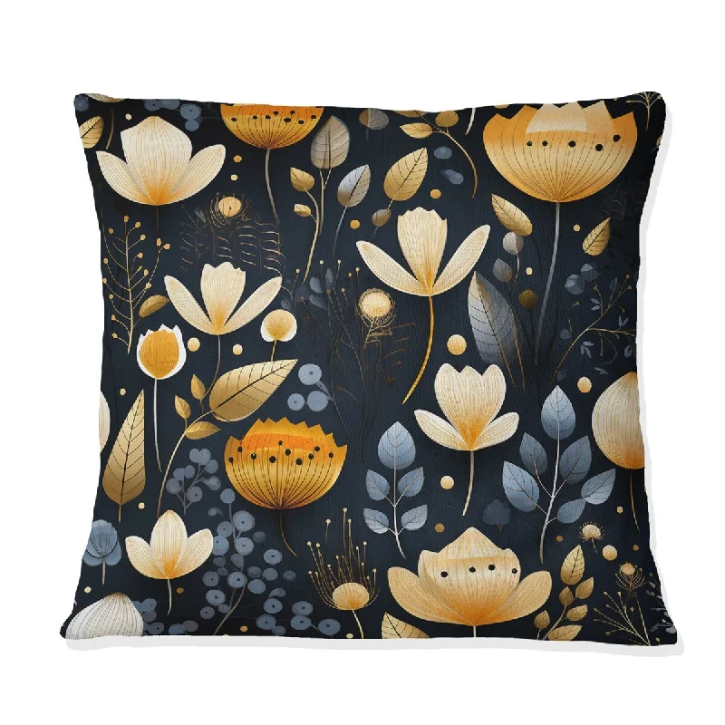 Designart "Artistic Essence Floral Pattern II" Floral Printed Throw Pillow