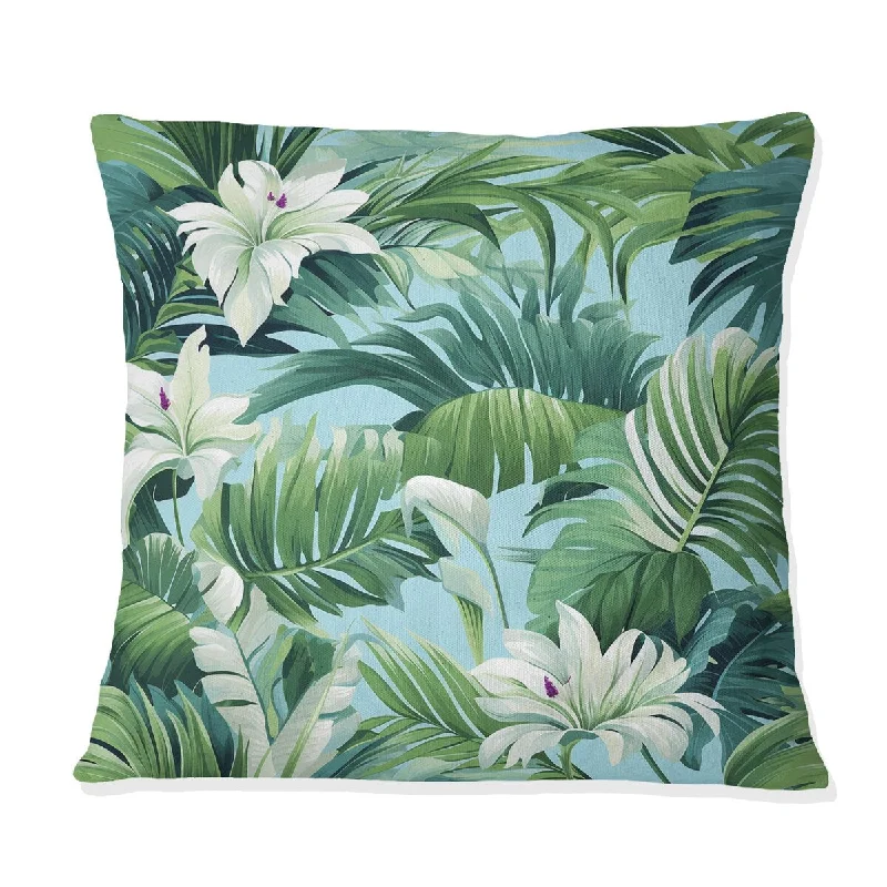 Designart "Azure Breeze Tropical Pattern I" Tropical Printed Throw Pillow