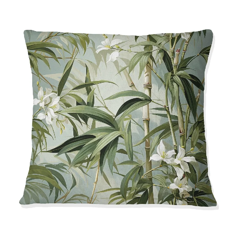 Designart "Bamboo Elegance Tropical Pattern I" Tropical Printed Throw Pillow