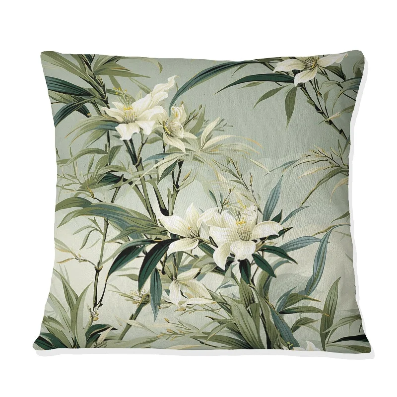 Designart "Bamboo Fusion Tropical Pattern II" Tropical Printed Throw Pillow