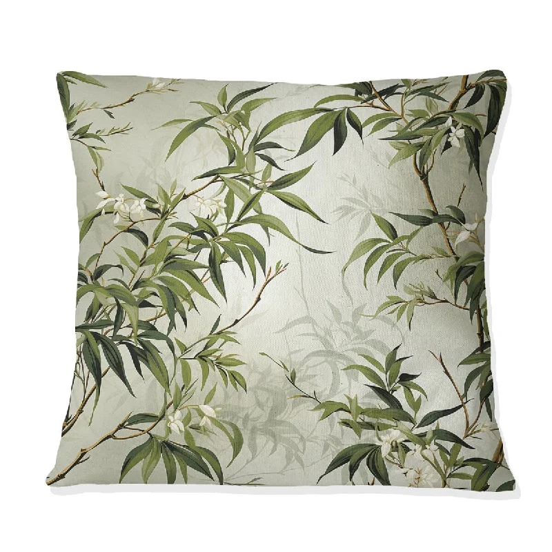 Designart "Bamboo Zen Haven" Floral Printed Throw Pillow