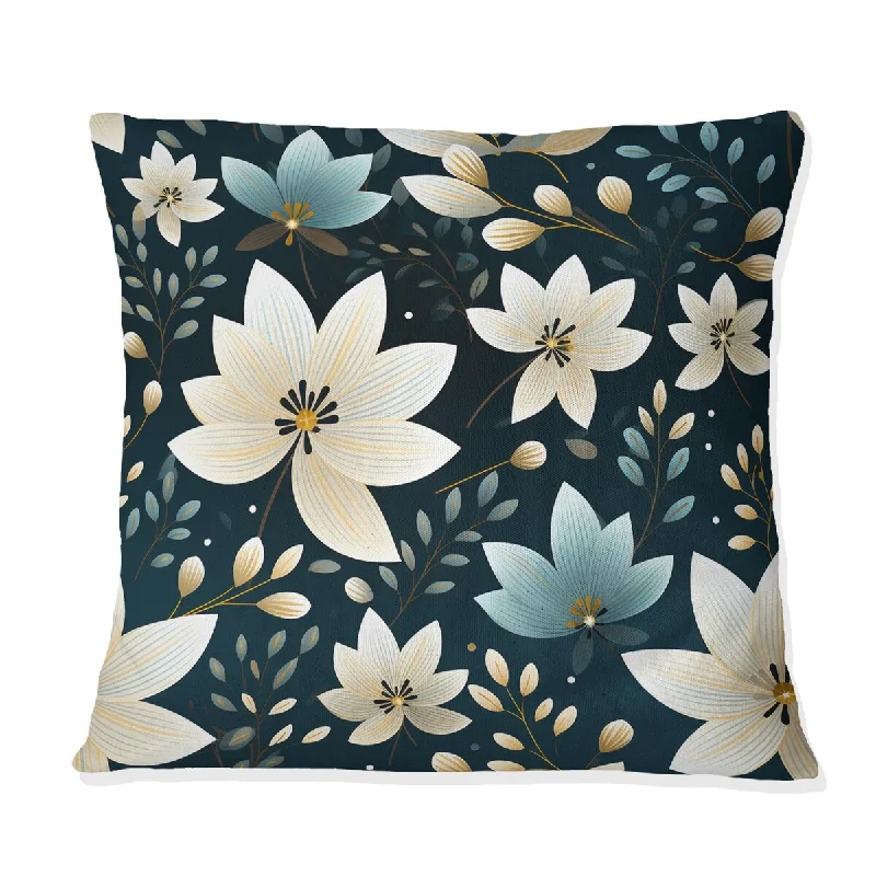 Designart "Beige Coastal Harmony Floral Pattern" Floral Printed Throw Pillow