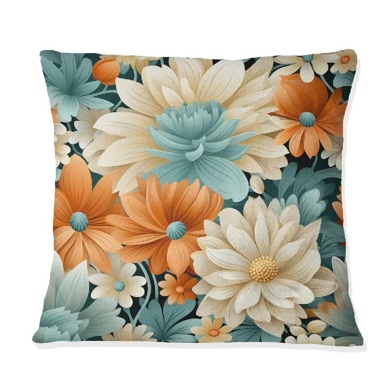 Designart "Beige Popart Funky Floral Serenade I" Floral Printed Throw Pillow