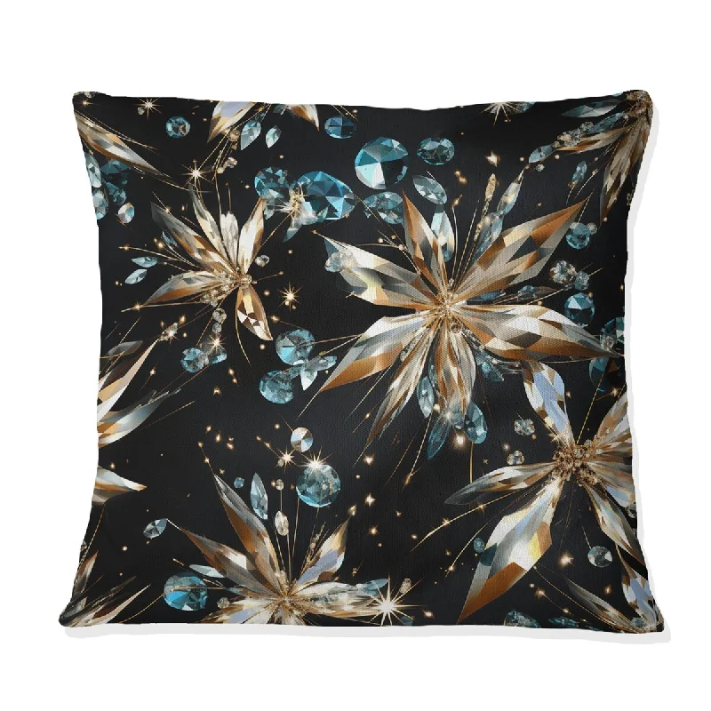 Designart "Black And Gold Glass Glamour Opulence" Glam Printed Throw Pillow