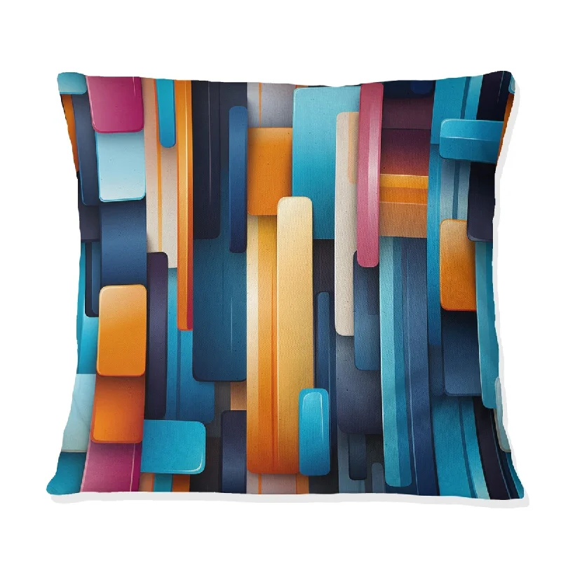 Designart "Blue And Pink Futuristic Striped Pattern III" Striped Printed Throw Pillow