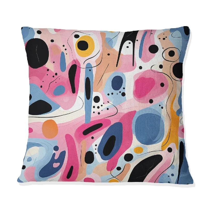 Designart "Blue And Pink Midcentury Geometric Collage III" Geometric Printed Throw Pillow