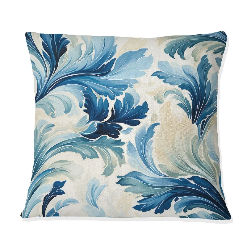 Designart "Blue And White Seaside Ikat Bliss " Ikat Printed Throw Pillow