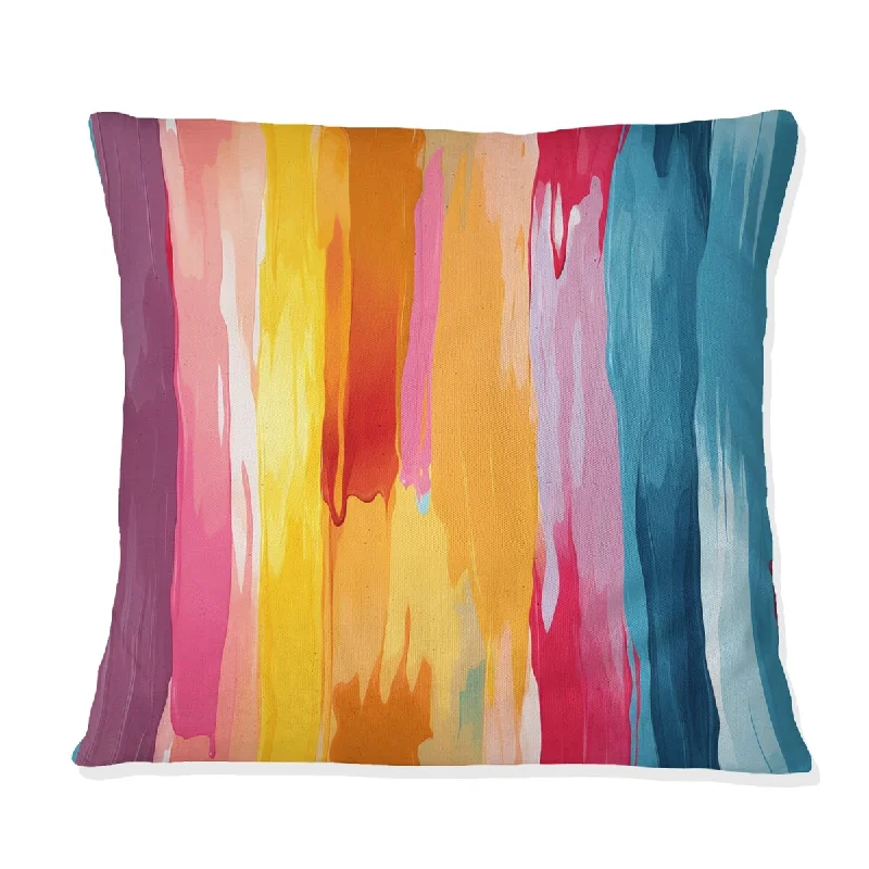 Designart "Blue Artistic Striped Explosion I" Striped Printed Throw Pillow