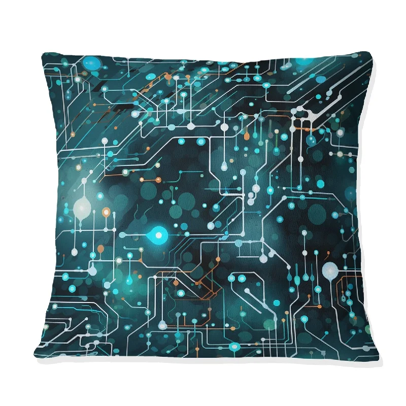 Designart "Blue Quantum Matrix Vision Geometric" Geometric Printed Throw Pillow