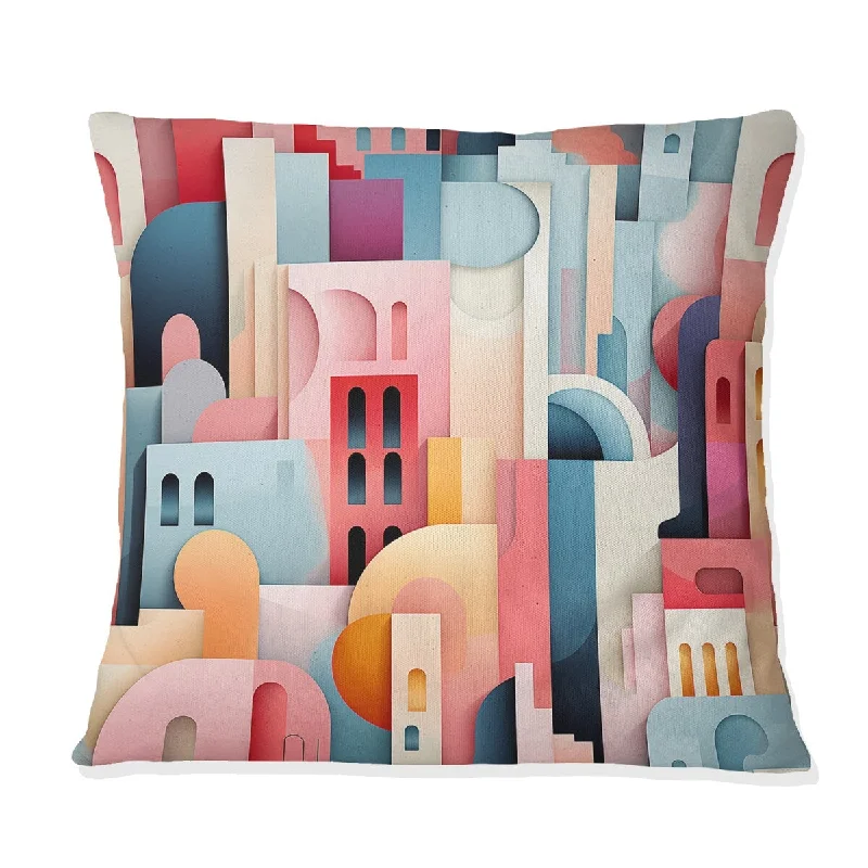 Designart "Cityscape Lines Striped Pattern I" Abstract Printed Throw Pillow