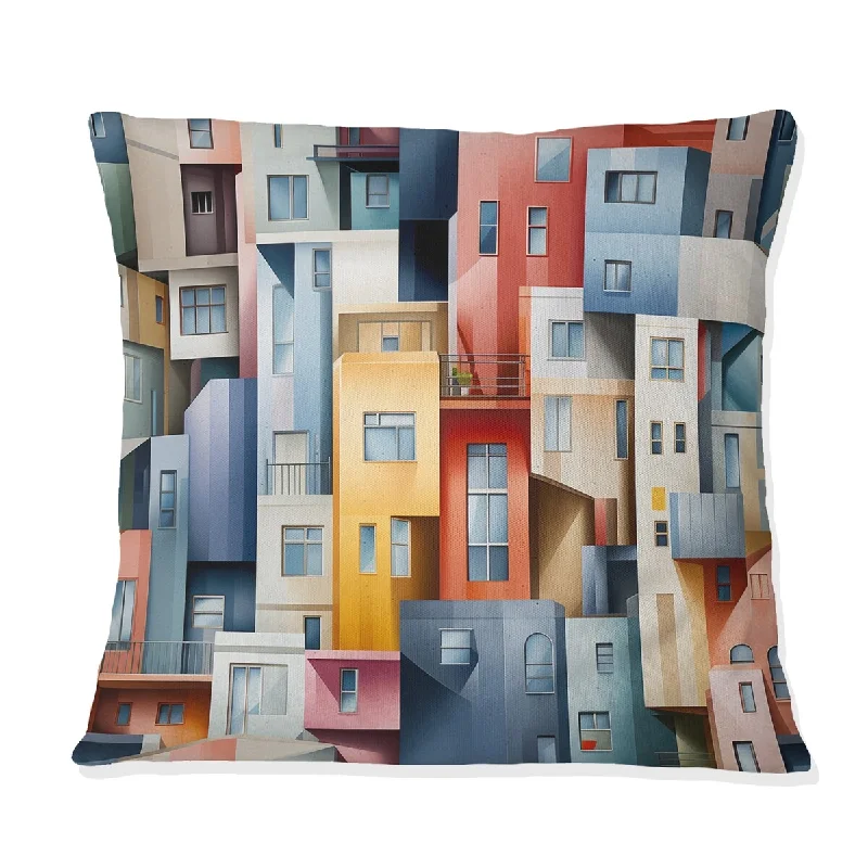 Designart "Cityscape Lines Striped Pattern II" Abstract Printed Throw Pillow