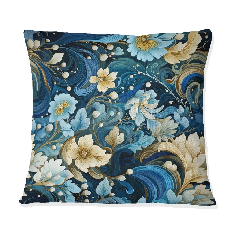 Designart "Coastal Breeze Paisley Pattern" Paisley Printed Throw Pillow