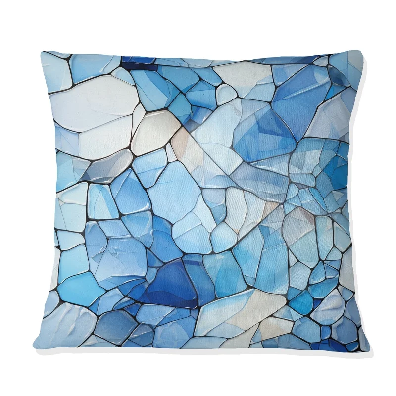 Designart "Coastal Cobalt Blue Mosaic II" Geometric Printed Throw Pillow