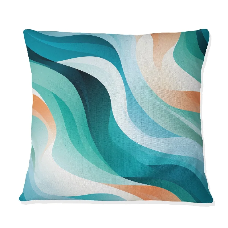 Designart "Coastal Green And Blue Geometry Geometric" Geometric Printed Throw Pillow