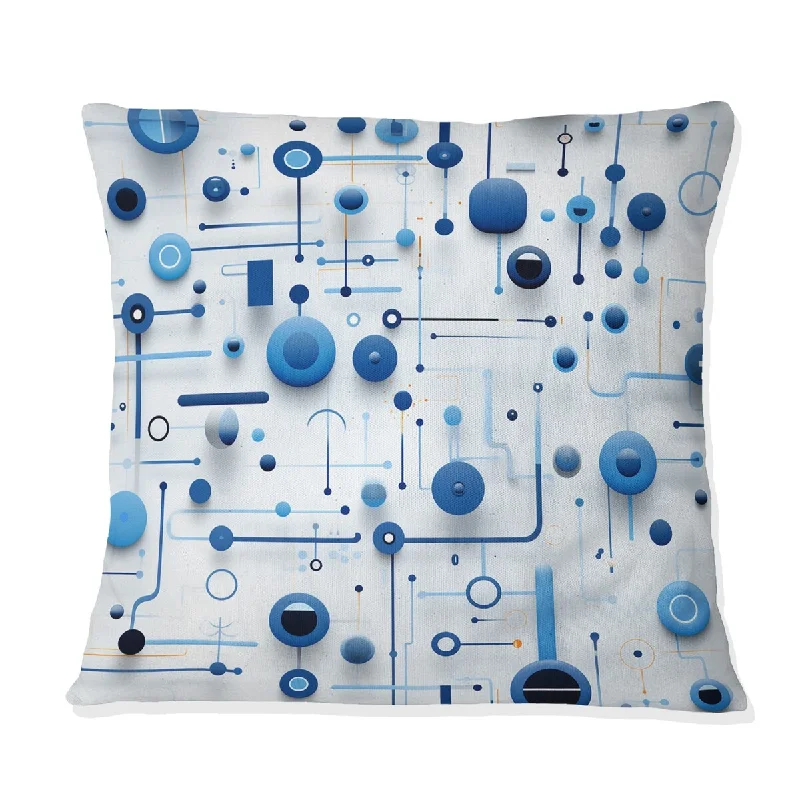 Designart "Cobalt Blue And White Grid Geometric I" Geometric Printed Throw Pillow