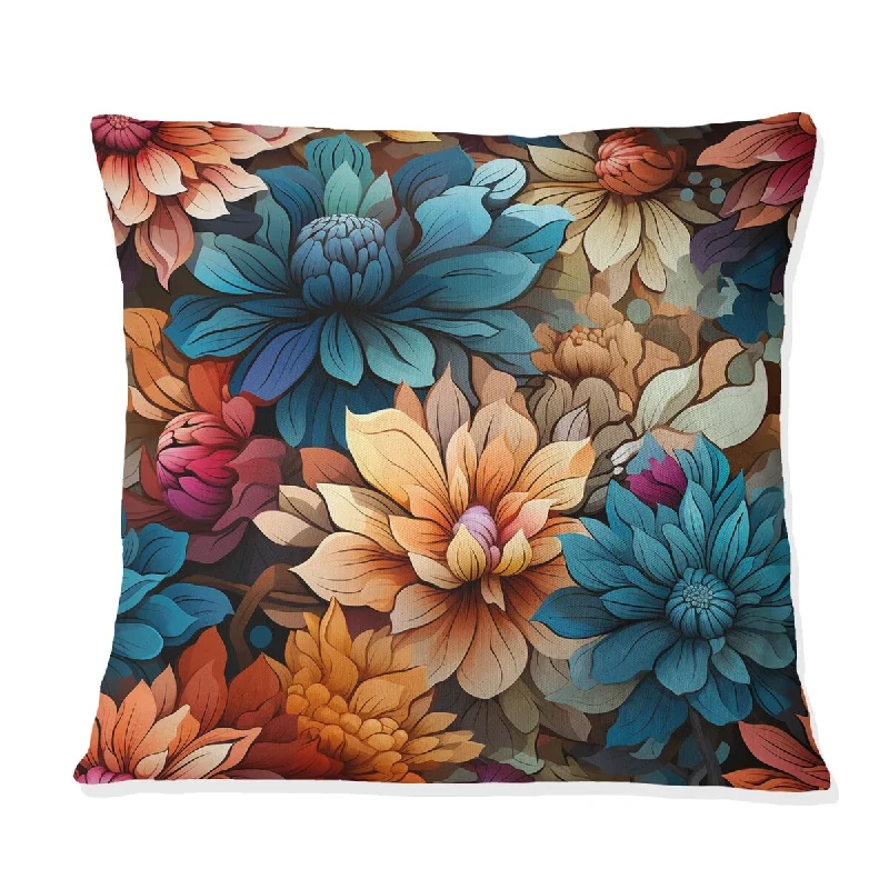 Designart "Colorful Popart Pixel Flower Garden I" Floral Printed Throw Pillow