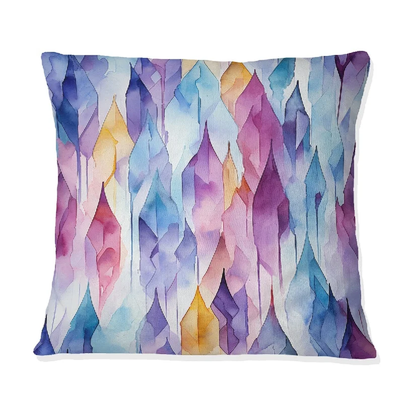 Designart "Colorful Watercolor Ikat Mirage I" Abstract Printed Throw Pillow