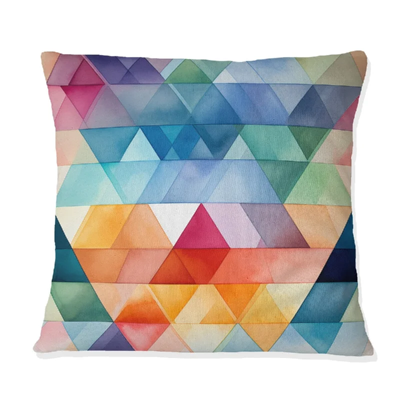 Designart "Colorful Watercolor Triangle Blaze" Geometric Printed Throw Pillow