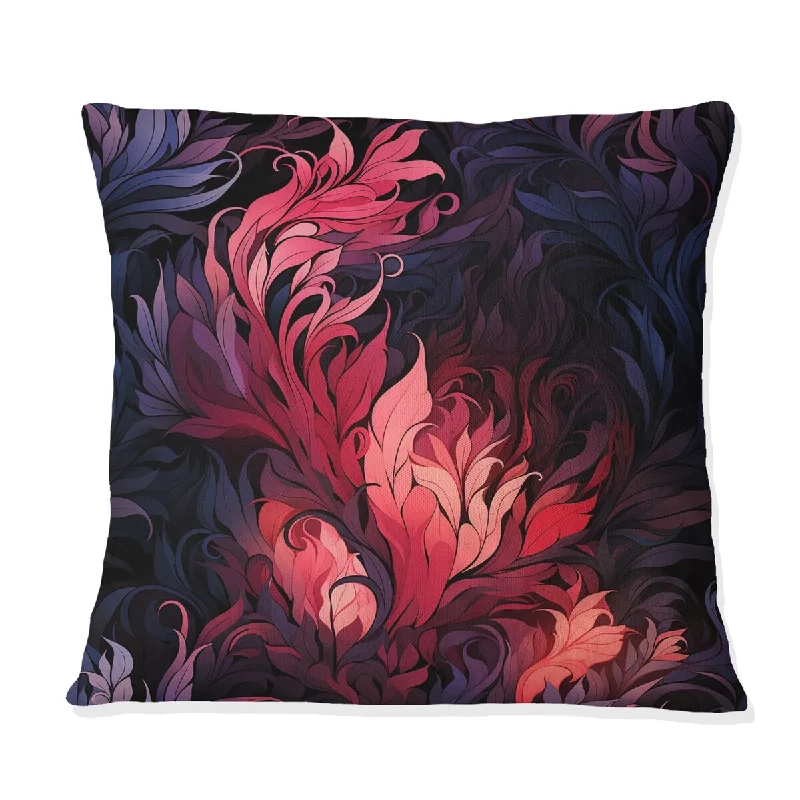 Designart "Crimson Twilight Moody Patterns II" Floral Printed Throw Pillow