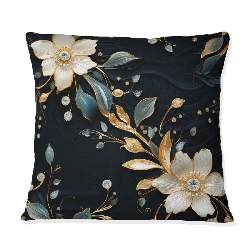 Designart "Crystal Diamond Flowers Glamour Dream" Glam Printed Throw Pillow