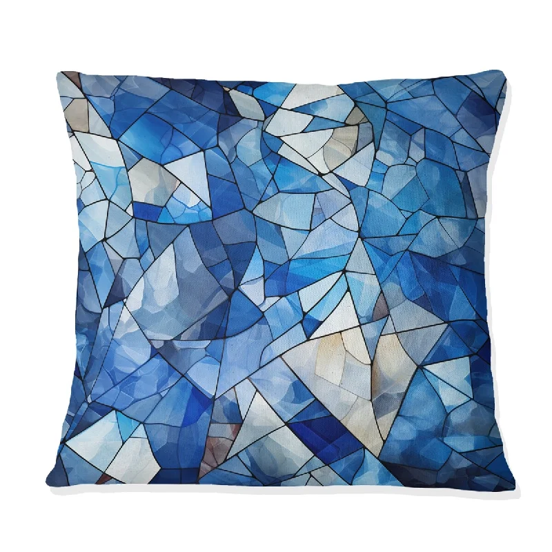 Designart "Deep Cobalt Blue Symmetry Glass" Geometric Printed Throw Pillow