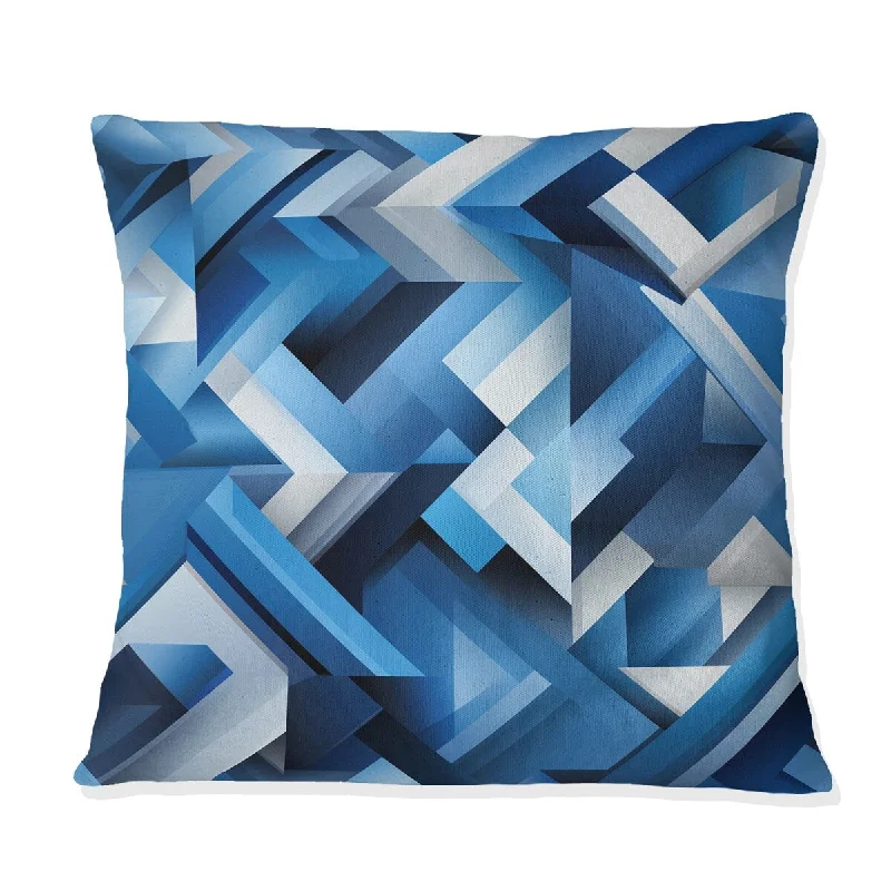 Designart "Dynamic Blue And White Striped Symmetry I" Geometric Printed Throw Pillow