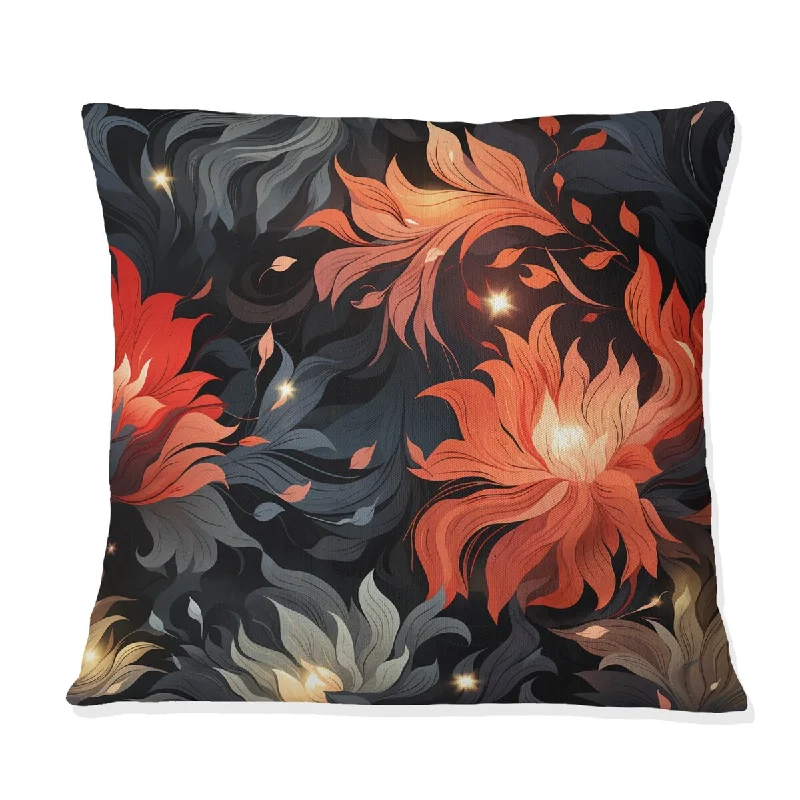 Designart "Ember Twilight Moody Patterns III" Floral Printed Throw Pillow