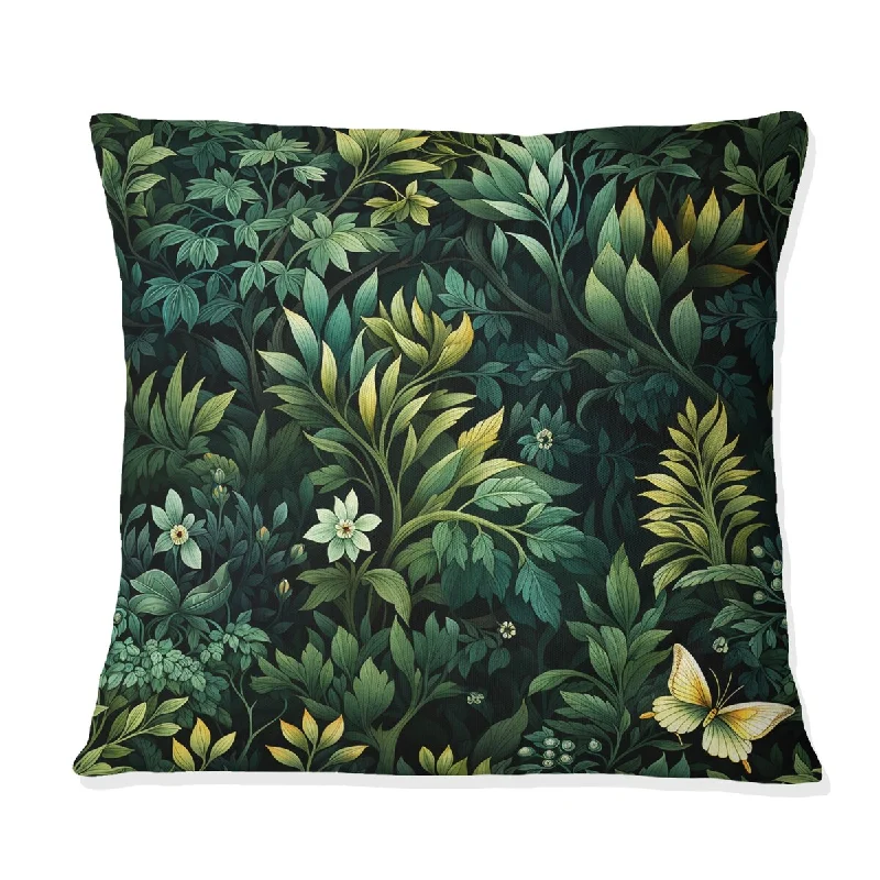 Designart "Emerald Canopy Forest II" Botanical Printed Throw Pillow