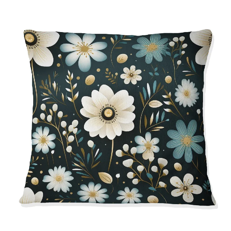 Designart "Enchanting Mystic Beige And Black Blossum Aura II" Floral Printed Throw Pillow