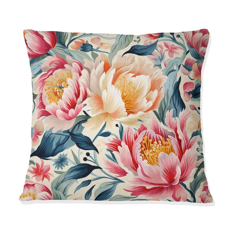 Designart "Enchanting Pastel Garden Bouquet" Floral Printed Throw Pillow