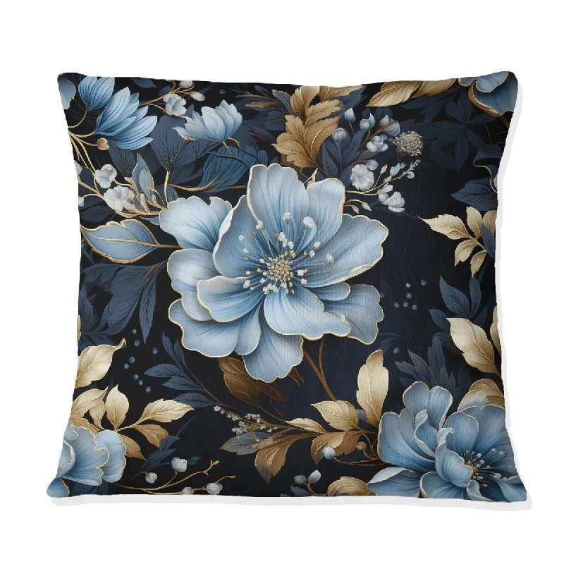 Designart "Ephemeral Noir Moody Patterns II" Floral Printed Throw Pillow