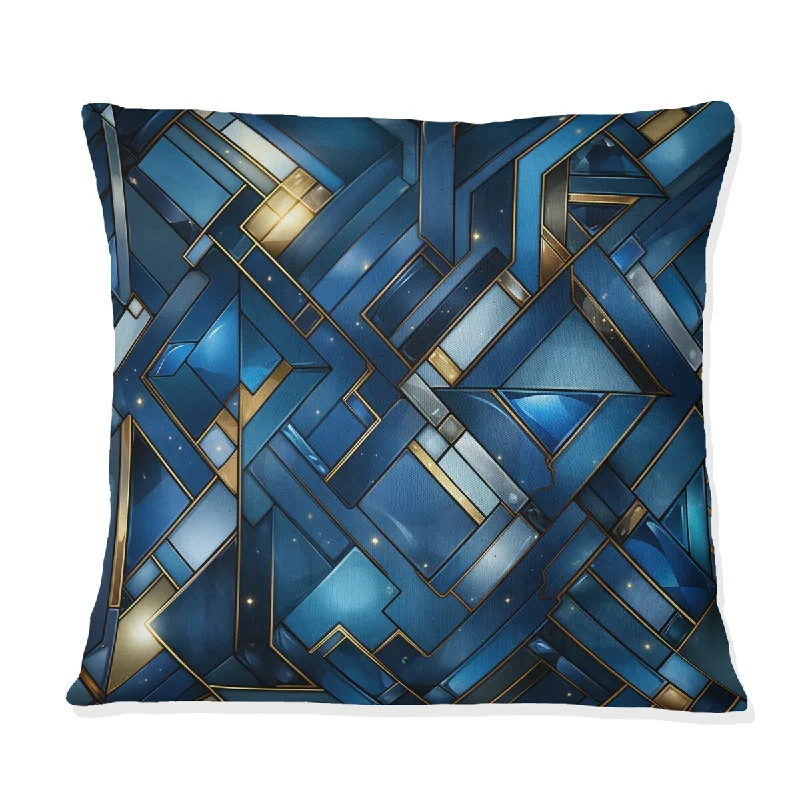 Designart "Ethereal Blue Intersections Mosaic Pattern" Geometric Printed Throw Pillow