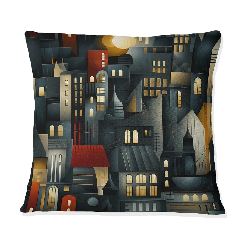 Designart "Geometric Skylines City Pattern" Geometric Printed Throw Pillow