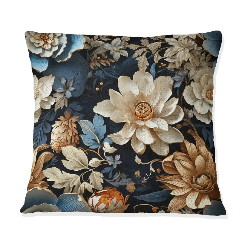 Designart "Gilded Beauty Floral Pattern I" Floral Printed Throw Pillow