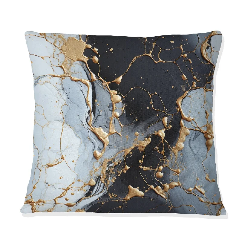 Designart "Gilded Gold And Black Luxe Marble Opulence" Marble Printed Throw Pillow