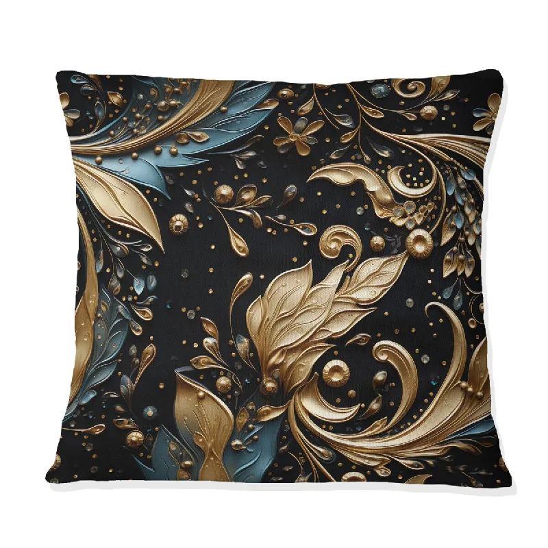 Designart "Gilded Splendor Paisley Pattern II" Paisley Printed Throw Pillow