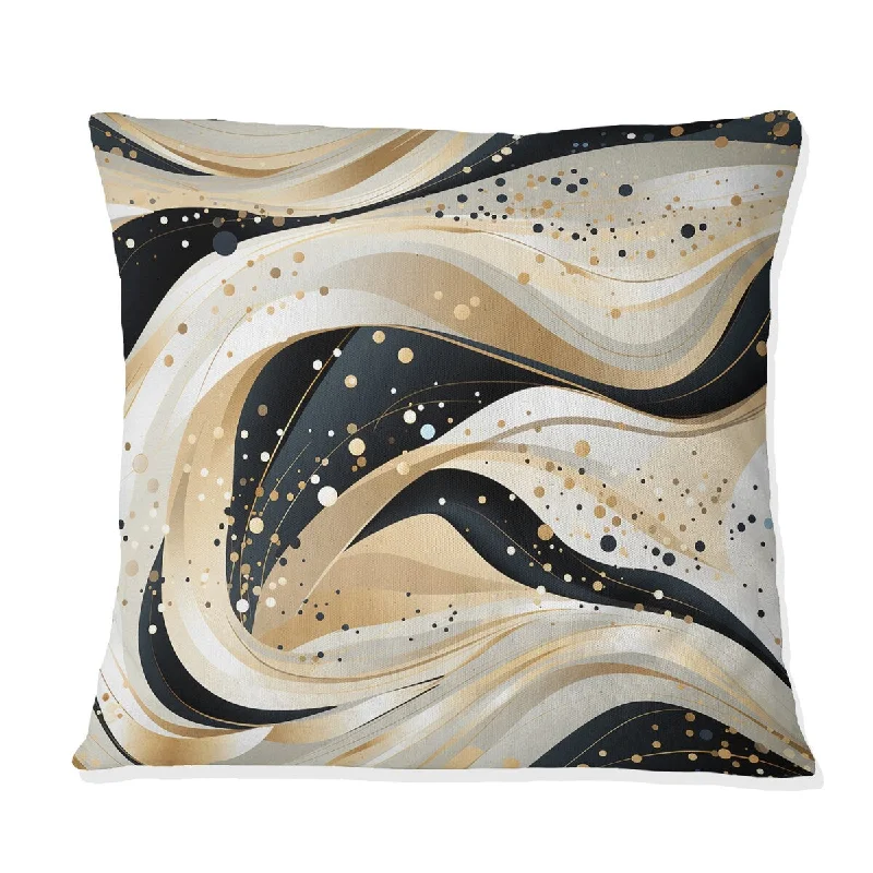 Designart "Gold And White Champagne Marble Waves" Marble Printed Throw Pillow