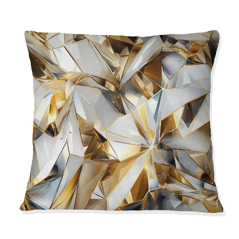 Designart "Gold And White Marble Opule II" Marble Printed Throw Pillow