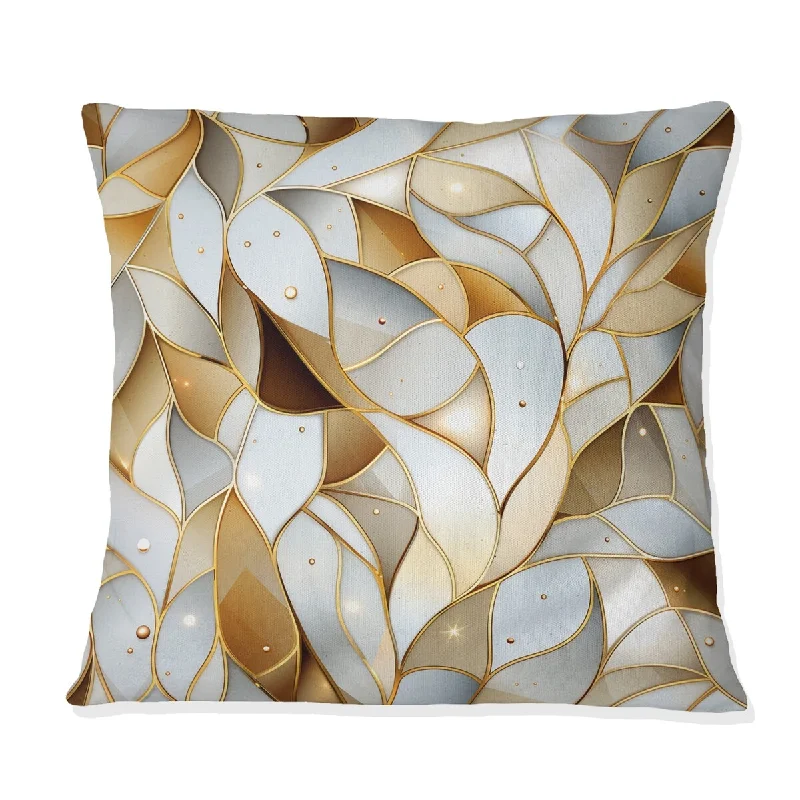 Designart "Gold And White Marble Opule III" Geometric Printed Throw Pillow