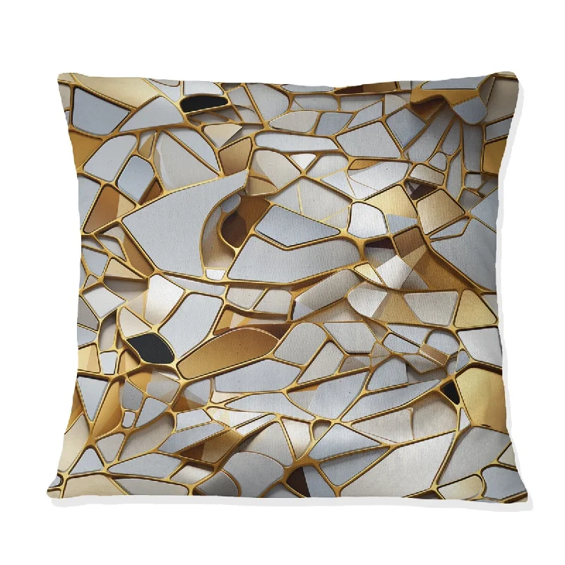 Designart "Gold And White Marble Opule" Marble Printed Throw Pillow