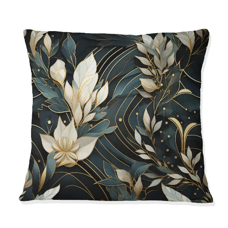 Designart "Gold Art Deco Gmarble Glamour Bliss I" Marble Printed Throw Pillow