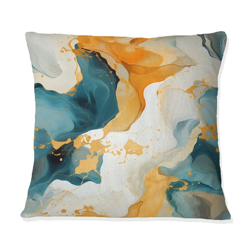 Designart "Gold Artistic Elegance Marble Grace I" Marble Printed Throw Pillow