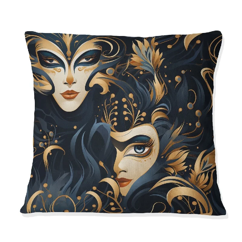 Designart "Gold Pattern Venice Masquerade" Paisley Printed Throw Pillow