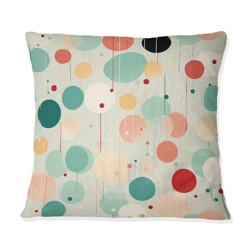 Designart "Green And Pink Cheerful Poka Dot Delight" Polka Dots Printed Throw Pillow