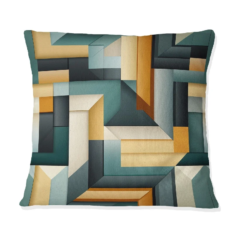 Designart "Green And Yellow Geometric Chic Pattern I" Geometric Printed Throw Pillow